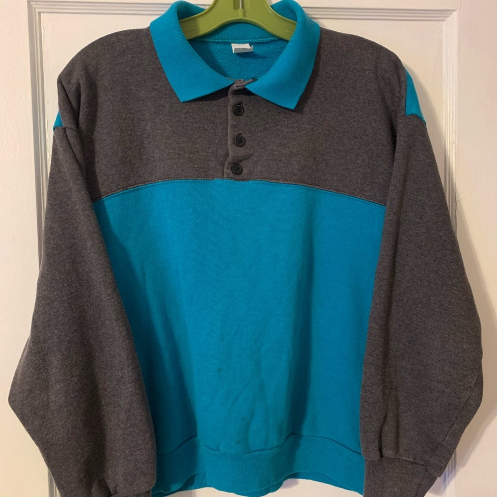 Vintage Tultex Color Block Rugby Style Sweatshirt - Picture 1 of 8